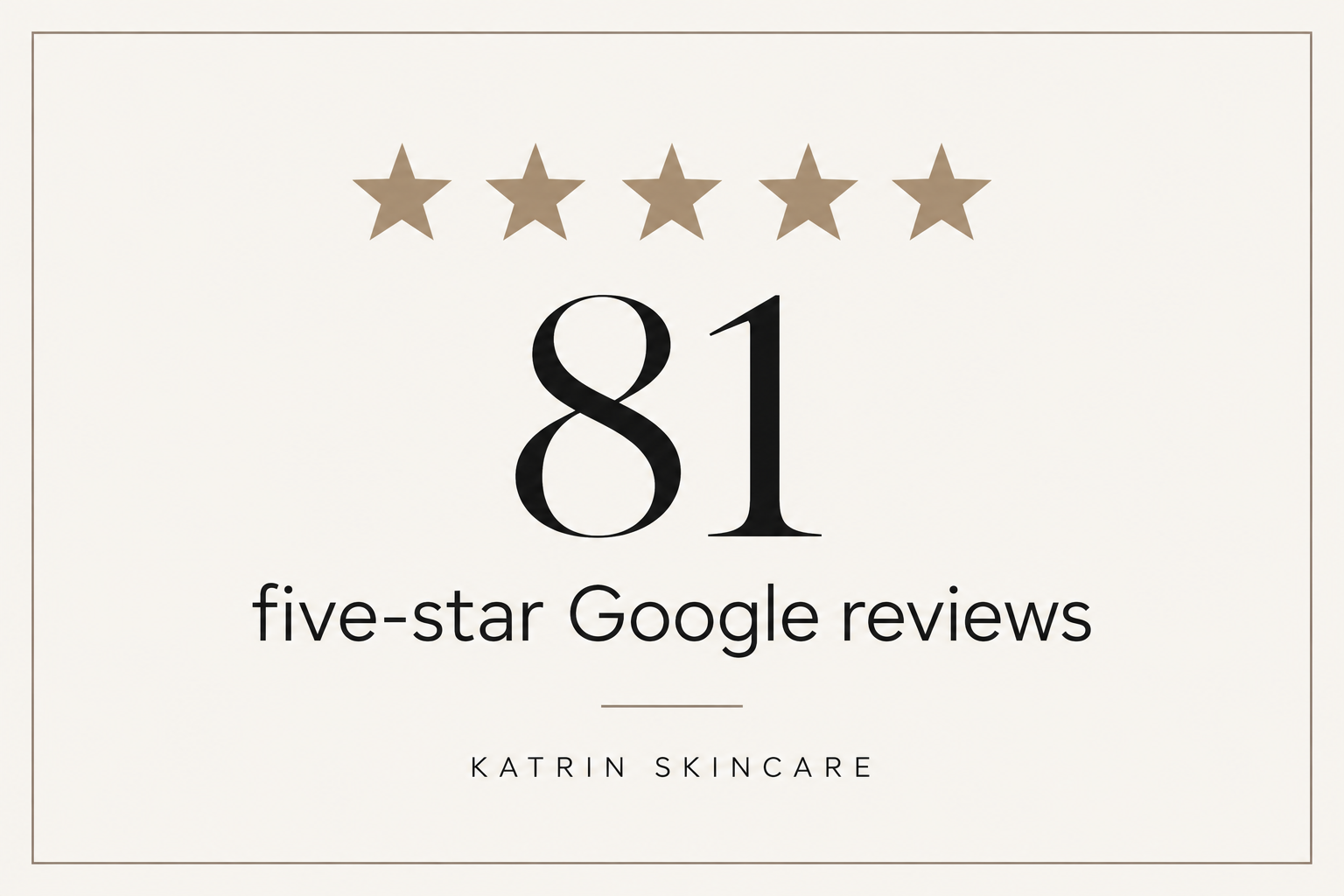 81 five-star Google reviews for Katrin Skincare